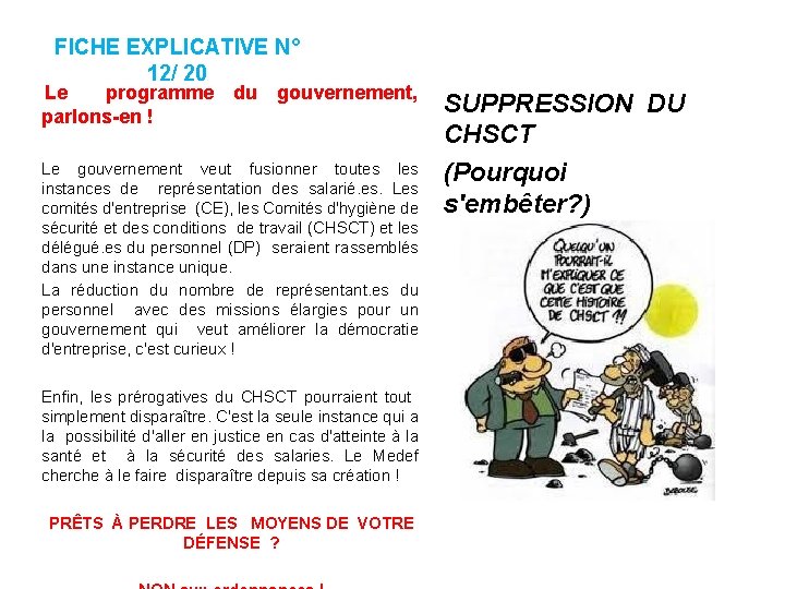 FICHE EXPLICATIVE N° 12/ 20 Le programme du gouvernement, parlons-en ! Le gouvernement veut