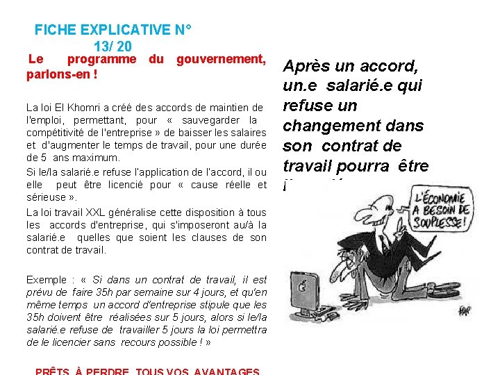 FICHE EXPLICATIVE N° 13/ 20 Le programme du gouvernement, parlons-en ! La loi El