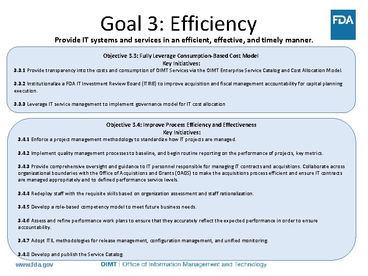 Goal 3: Efficiency Provide IT systems and services in an efficient, effective, and timely