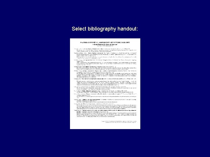 Select bibliography handout: 