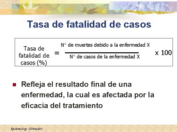 Tasa de fatalidad de casos (%) n = N° de muertes debido a la