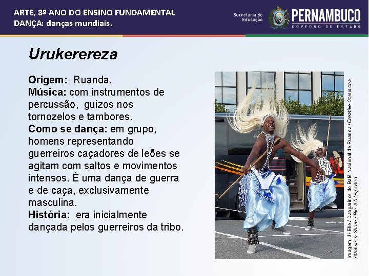 ARTE, 8º ANO DO ENSINO FUNDAMENTAL DANÇA: danças mundiais. Origem: Ruanda. Música: com instrumentos