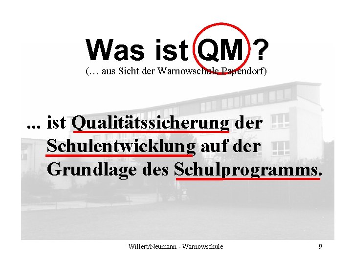 Was ist QM ? (… aus Sicht der Warnowschule Papendorf) . . . ist