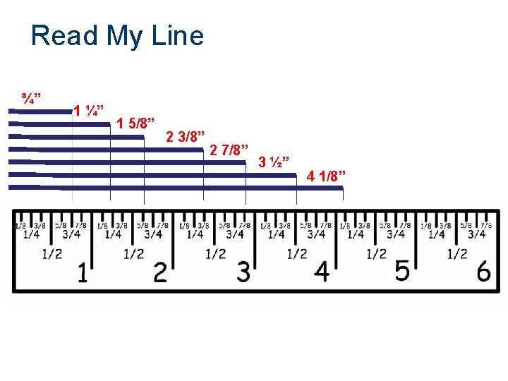 Read My Line ¾” 1 ¼” 1 5/8” 2 3/8” 2 7/8” 3 ½”