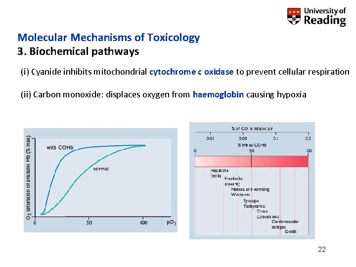 Molecular Mechanisms of Toxicology 3. Biochemical pathways (i) Cyanide inhibits mitochondrial cytochrome c oxidase