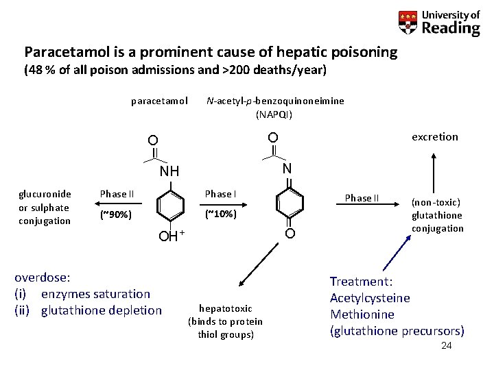 Paracetamol is a prominent cause of hepatic poisoning (48 % of all poison admissions