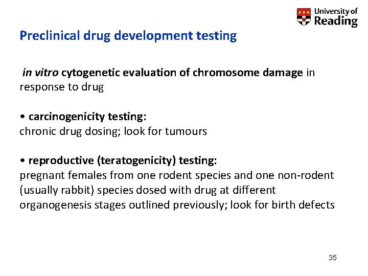 Preclinical drug development testing in vitro cytogenetic evaluation of chromosome damage in response to