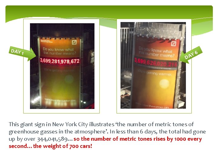 DAY 1 Y 6 A D This giant sign in New York City illustrates DAY 1 Y 6 A D This giant sign in New York City illustrates