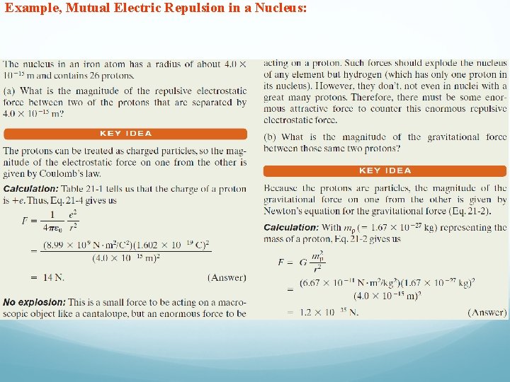 Example, Mutual Electric Repulsion in a Nucleus: 