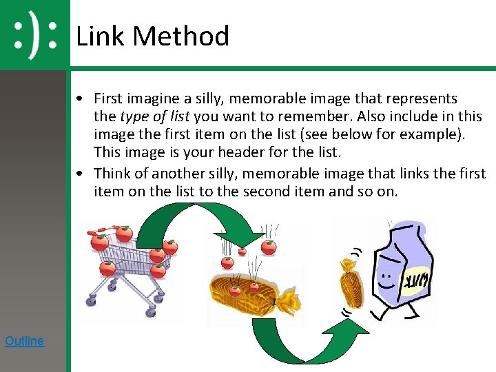 Link Method • First imagine a silly, memorable image that represents the type of