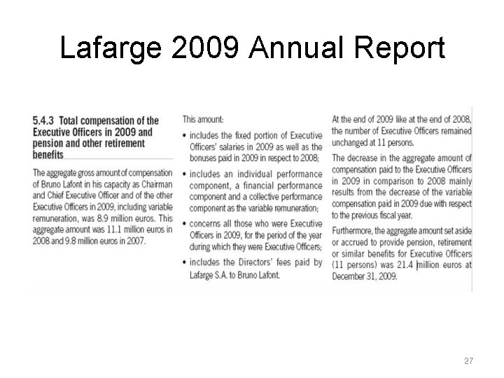 Lafarge 2009 Annual Report 27 