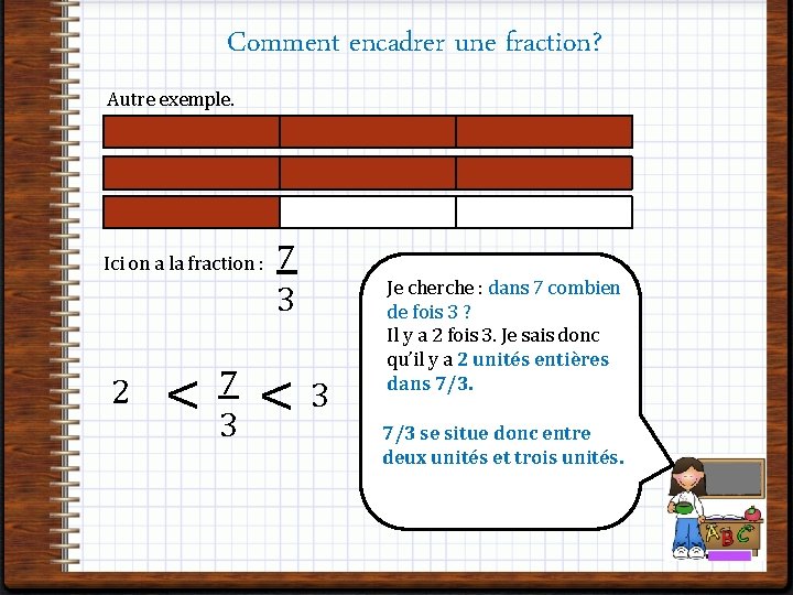 Comment encadrer une fraction? Autre exemple. Ici on a la fraction : 2 7
