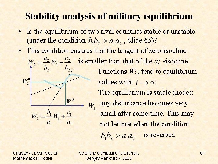 Stability analysis of military equilibrium • Is the equilibrium of two rival countries stable