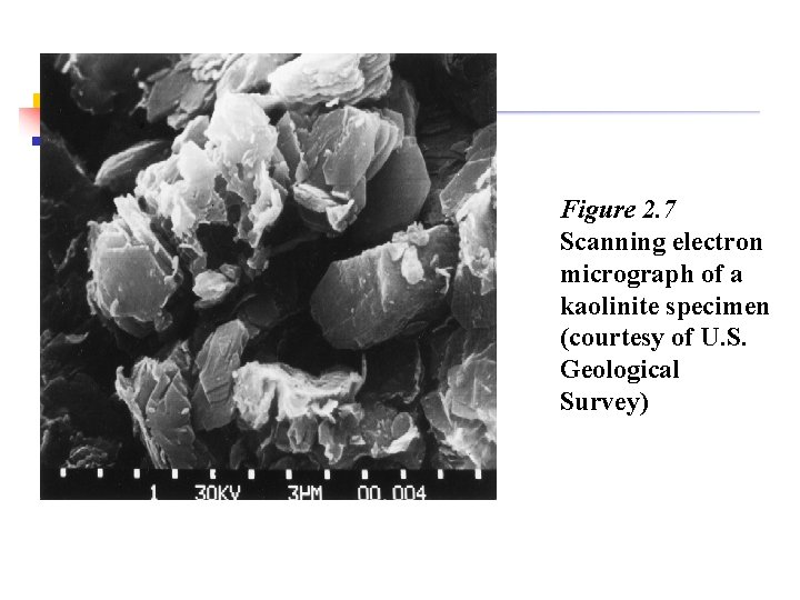 Figure 2. 7 Scanning electron micrograph of a kaolinite specimen (courtesy of U. S. Figure 2. 7 Scanning electron micrograph of a kaolinite specimen (courtesy of U. S.