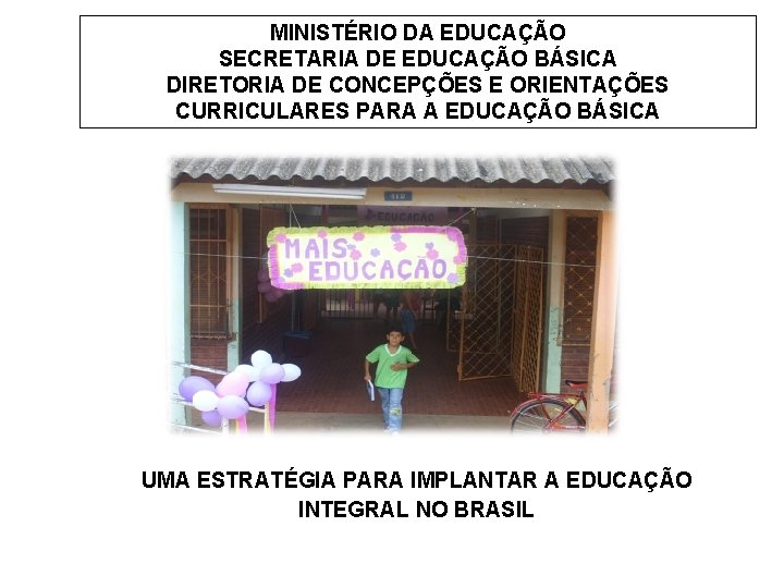 MINISTÉRIO DA EDUCAÇÃO SECRETARIA DE EDUCAÇÃO BÁSICA DIRETORIA DE CONCEPÇÕES E ORIENTAÇÕES CURRICULARES PARA