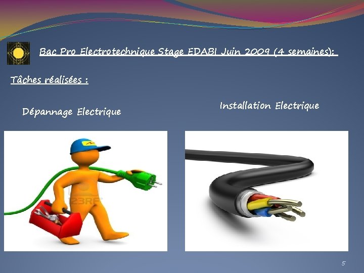 Bac Pro Electrotechnique Stage EDABI Juin 2009 (4 semaines): Tâches réalisées : Dépannage Electrique