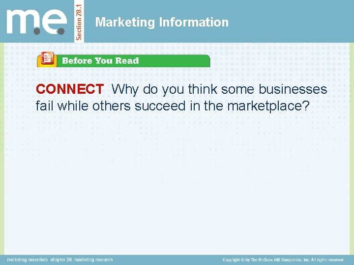 Section 28. 1 Marketing Information CONNECT Why do you think some businesses fail while Section 28. 1 Marketing Information CONNECT Why do you think some businesses fail while