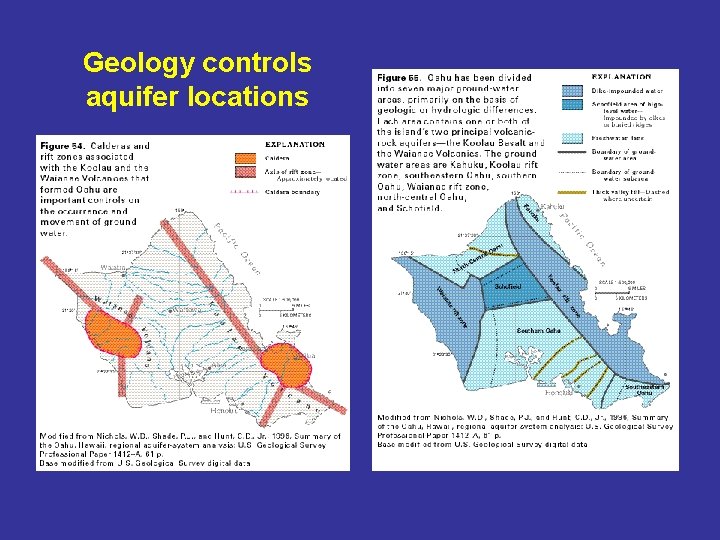 Geology controls aquifer locations 