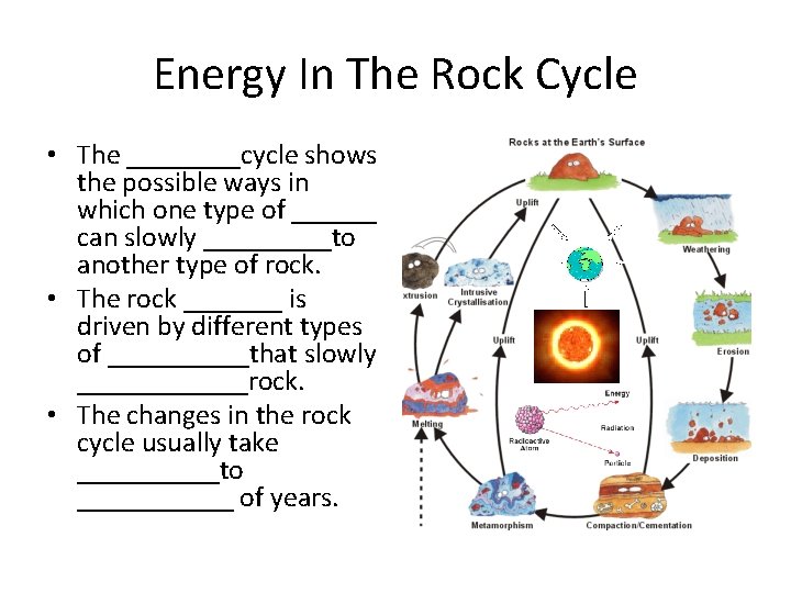 Energy In The Rock Cycle • The ____cycle shows the possible ways in which