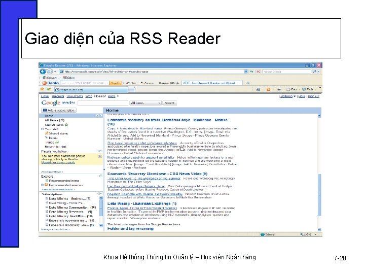 Giao diện của RSS Reader Khoa Hệ thống Thông tin Quản lý – Học