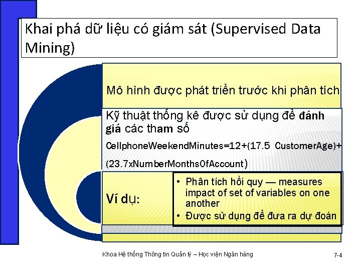 Khai phá dữ liệu có giám sát (Supervised Data Mining) Mô hình được phát