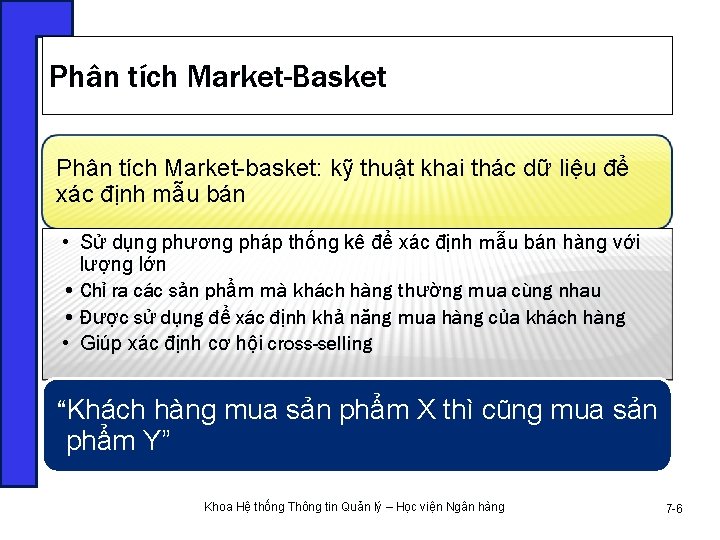 Phân tích Market-Basket Phân tích Market-basket: kỹ thuật khai thác dữ liệu để xác