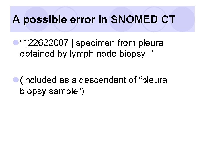 A possible error in SNOMED CT l “ 122622007 | specimen from pleura obtained