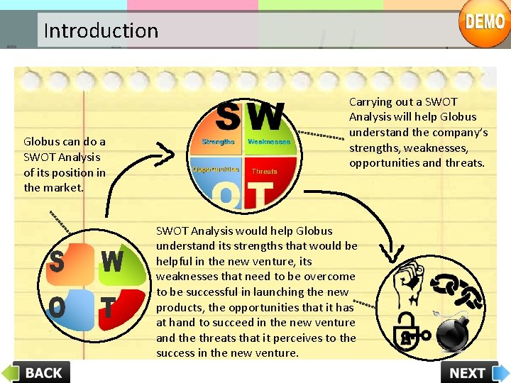 Introduction Globus can do a SWOT Analysis of its position in the market. Carrying