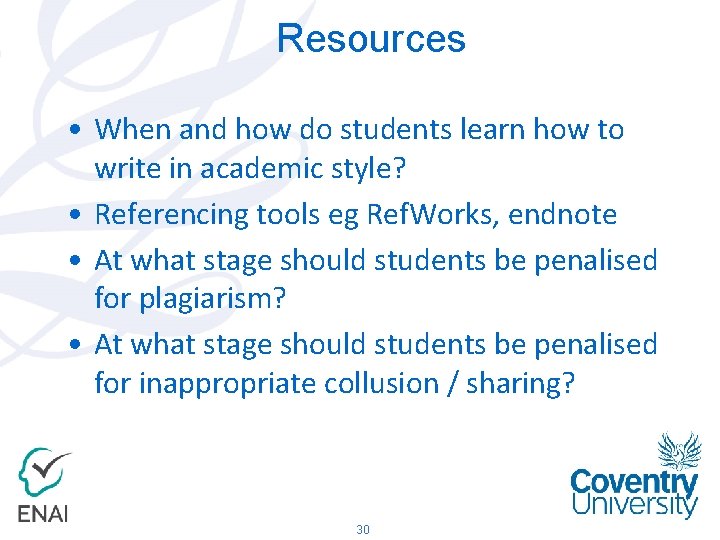 Resources • When and how do students learn how to write in academic style?