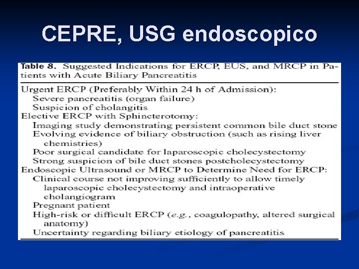 CEPRE, USG endoscopico 