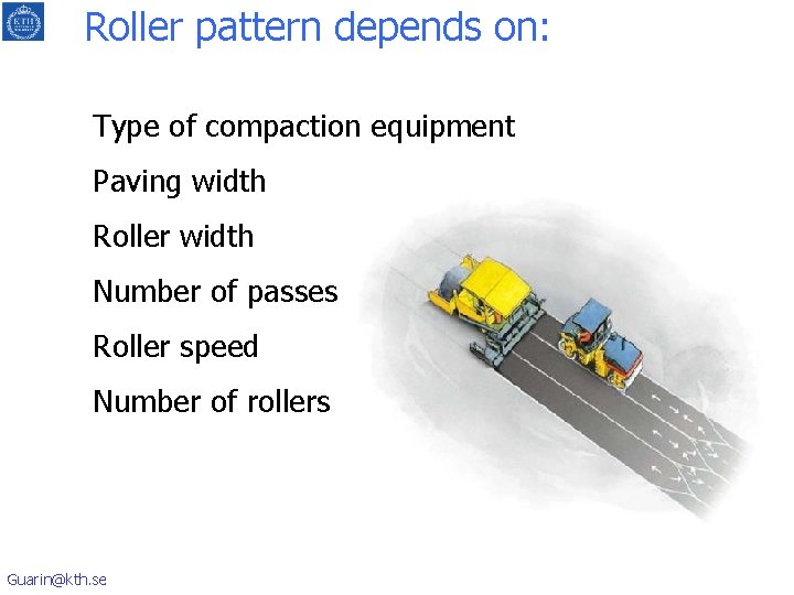 Roller pattern depends on: Type of compaction equipment Paving width Roller width Number of