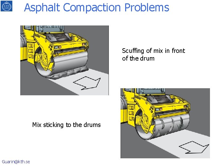 Asphalt Compaction Problems Scuffing of mix in front of the drum Mix sticking to