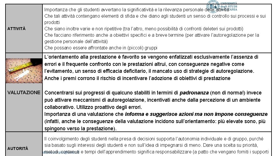 ATTIVITÀ Importanza che gli studenti avvertano la significatività e la rilevanza personale delle attività