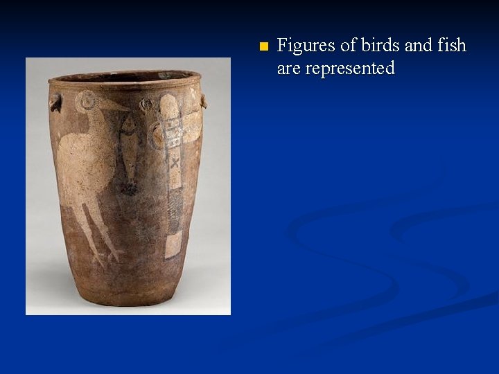 n Figures of birds and fish are represented 