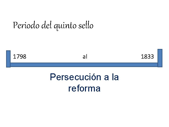 Periodo del quinto sello 1798 al Persecución a la reforma 1833 
