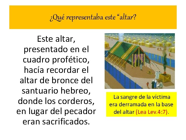 ¿Qué representaba este “altar? Este altar, presentado en el cuadro profético, hacía recordar el