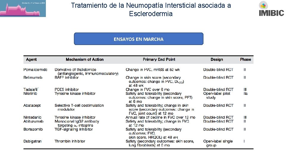 Tratamiento de la Neumopatía Intersticial asociada a Esclerodermia ENSAYOS EN MARCHA 