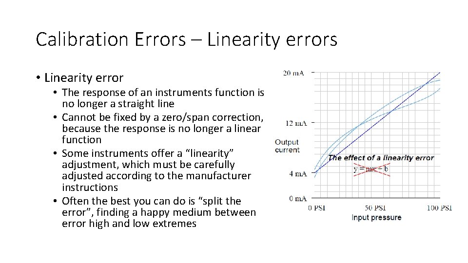 Calibration Errors – Linearity errors • Linearity error • The response of an instruments Calibration Errors – Linearity errors • Linearity error • The response of an instruments