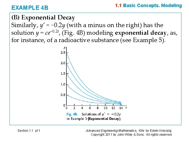 EXAMPLE 4 B 1. 1 Basic Concepts. Modeling (B) Exponential Decay Similarly, y’ = EXAMPLE 4 B 1. 1 Basic Concepts. Modeling (B) Exponential Decay Similarly, y’ =