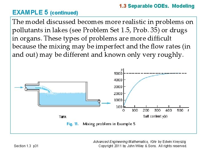 EXAMPLE 5 (continued) 1. 3 Separable ODEs. Modeling The model discussed becomes more realistic EXAMPLE 5 (continued) 1. 3 Separable ODEs. Modeling The model discussed becomes more realistic