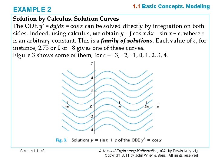 EXAMPLE 2 1. 1 Basic Concepts. Modeling Solution by Calculus. Solution Curves The ODE EXAMPLE 2 1. 1 Basic Concepts. Modeling Solution by Calculus. Solution Curves The ODE