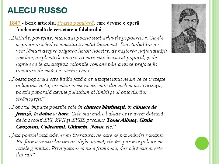 ALECU RUSSO 1847 - Scrie articolul Poezia populară, care devine o operă fundamentală de ALECU RUSSO 1847 - Scrie articolul Poezia populară, care devine o operă fundamentală de