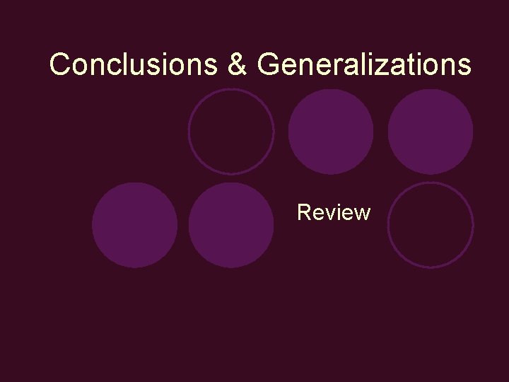Conclusions & Generalizations Review 