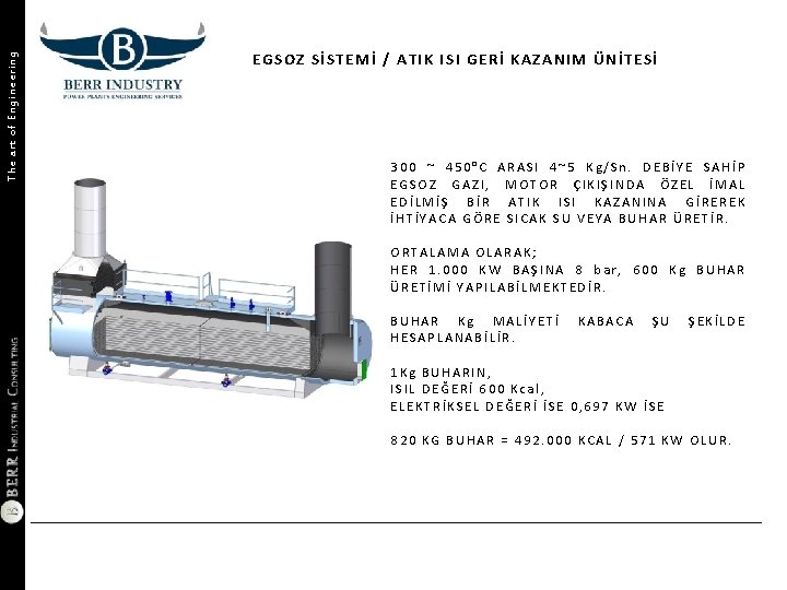 The art of Engineering EGSOZ S İSTEMİ / ATIK IS I GERİ KAZAN IM