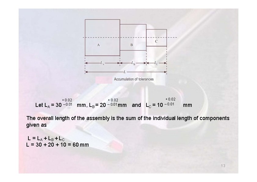 Let LA = + 0. 02 30 – 0. 01 mm, LB = 20