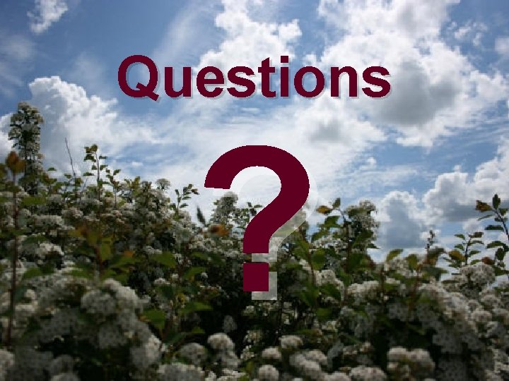 Questions ? 