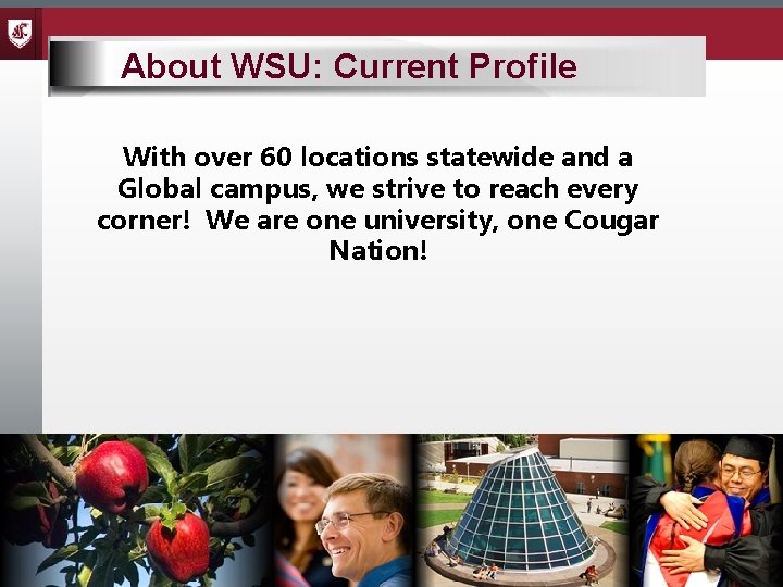 About WSU: Current Profile With over 60 locations statewide and a Global campus, we
