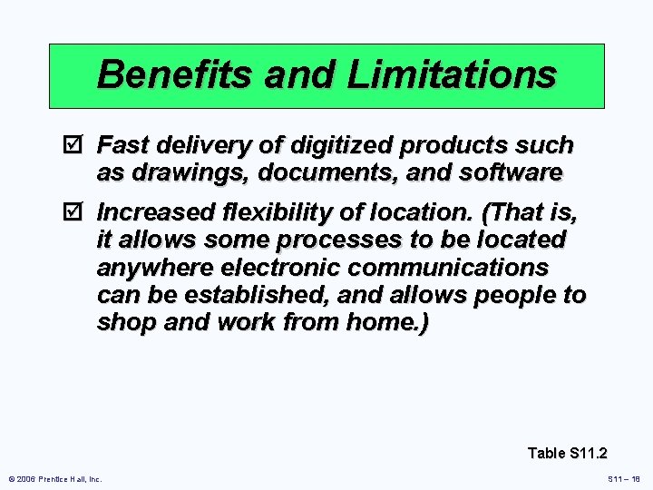 Benefits and Limitations þ Fast delivery of digitized products such as drawings, documents, and