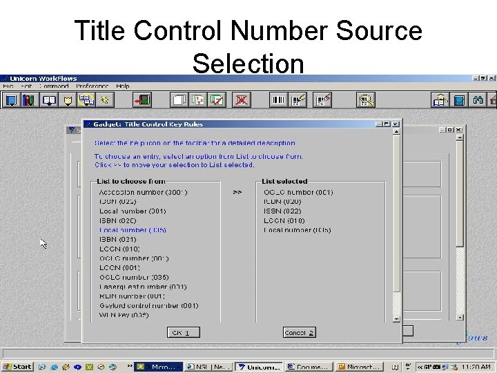 Title Control Number Source Selection 
