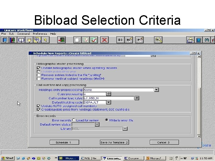 Bibload Selection Criteria 